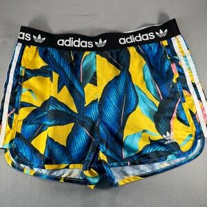 Adidas Big Leaf Farm Blue & Yellow Colorful Womens Shorts Size Large, Preowned